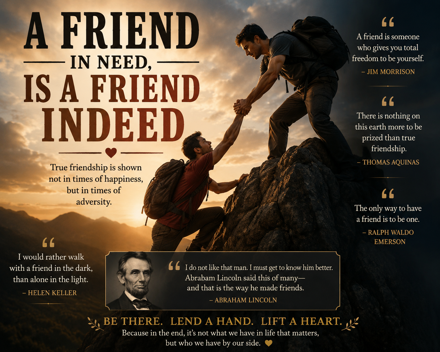 A friend in need, is a friend indeed.
